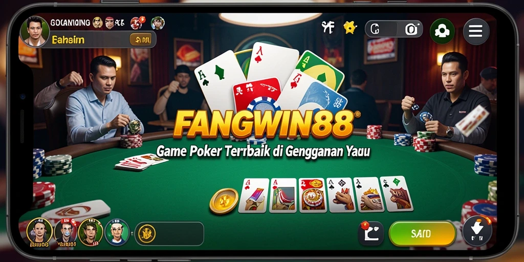 Screenshot FANGWIN88 menampilkan pemain asyik bermain poker di meja virtual.