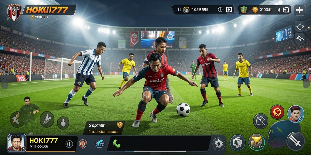 Screenshot HOKI777 menampilkan momen seru pertandingan sepak bola.