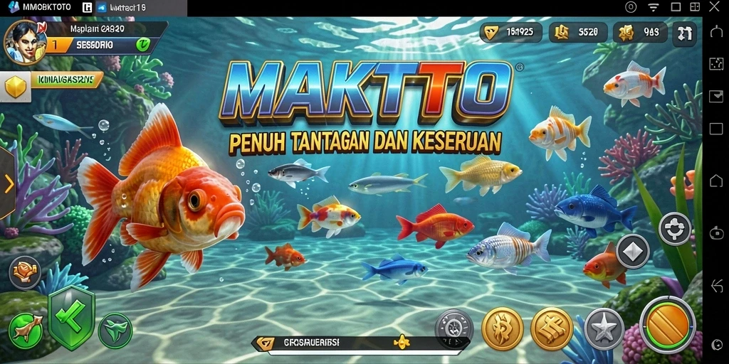 Gameplay seru dalam MAKTOTO yang menampilkan aksi memancing yang menantang.