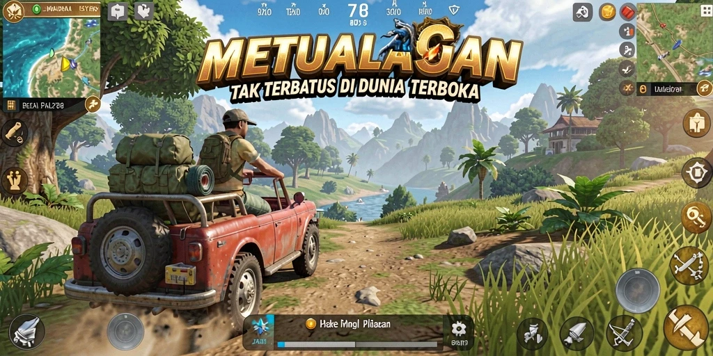 Tampilan layar gameplay <strong>MENYALA78</strong> menampilkan eksplorasi dunia terbuka yang memukau.