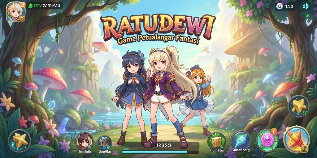 Screenshot gameplay RATUDEWI dengan karakter Anime yang beraksi.