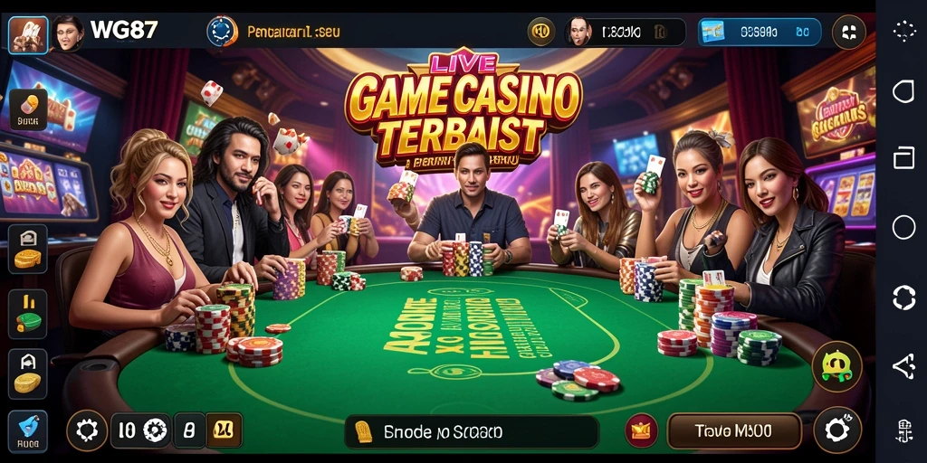 Tampilan gameplay WG87 yang menarik dengan dealer langsung dan interaksi sosial.